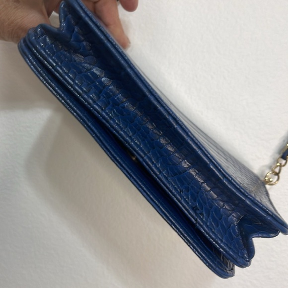 Bebe Blue Croc-Embossed Crossbody Bag 7.5x5x1.5  EUC - Picture 4 of 10